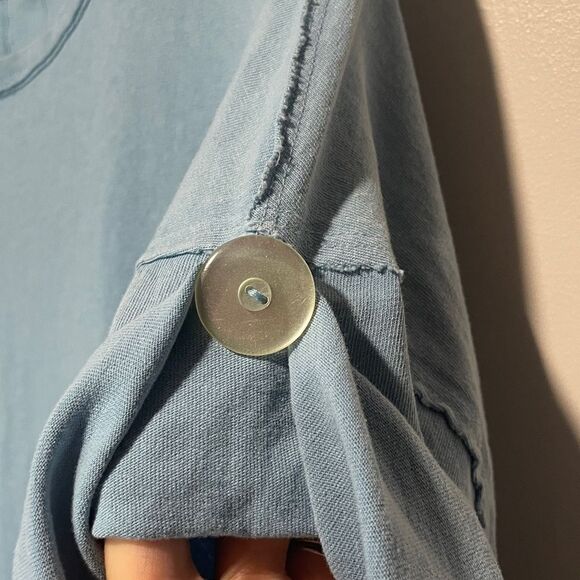 We The Free- Oversized Blue Mini Dress Tunic Top Ruffle Hem- Size L - Picture 4 of 7